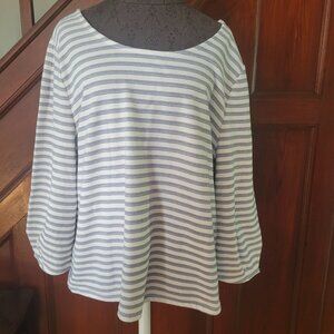 Talbots Womens XL Striped 3/4 Sleeve Cotton Blend Top